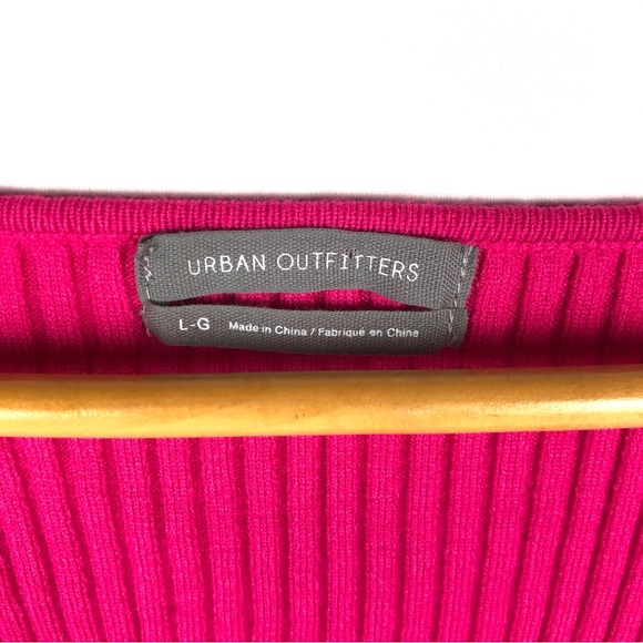UO Juliet Portrait Neck Ribbed Sweater Fuchsia L - Picture 5 of 6